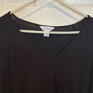 Liz Claiborne Elegant Black V-Neck Blouse with side tie